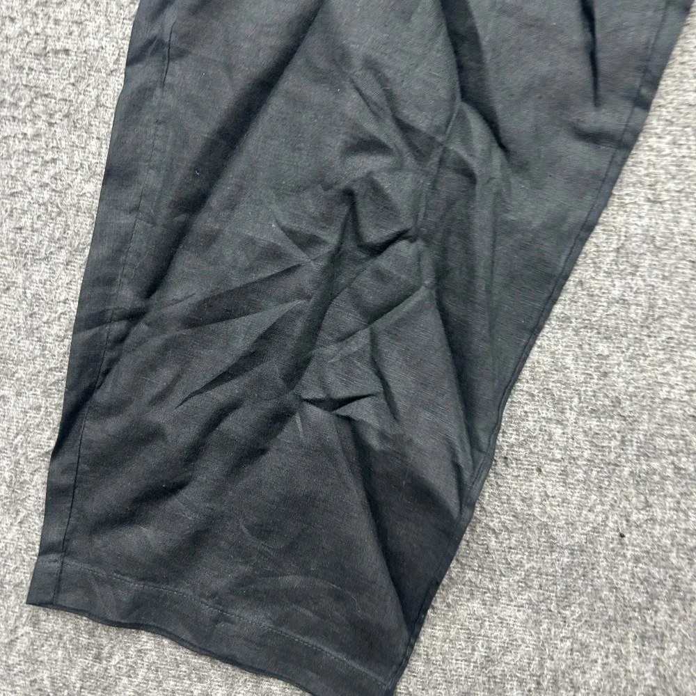 Quince European Linen Pants Womens XL Black Elastic Waist Pocket